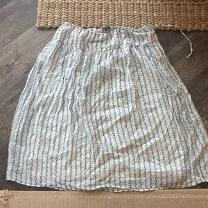 J. Crew Floral Light Blue Stripe Cotton midi Skirt